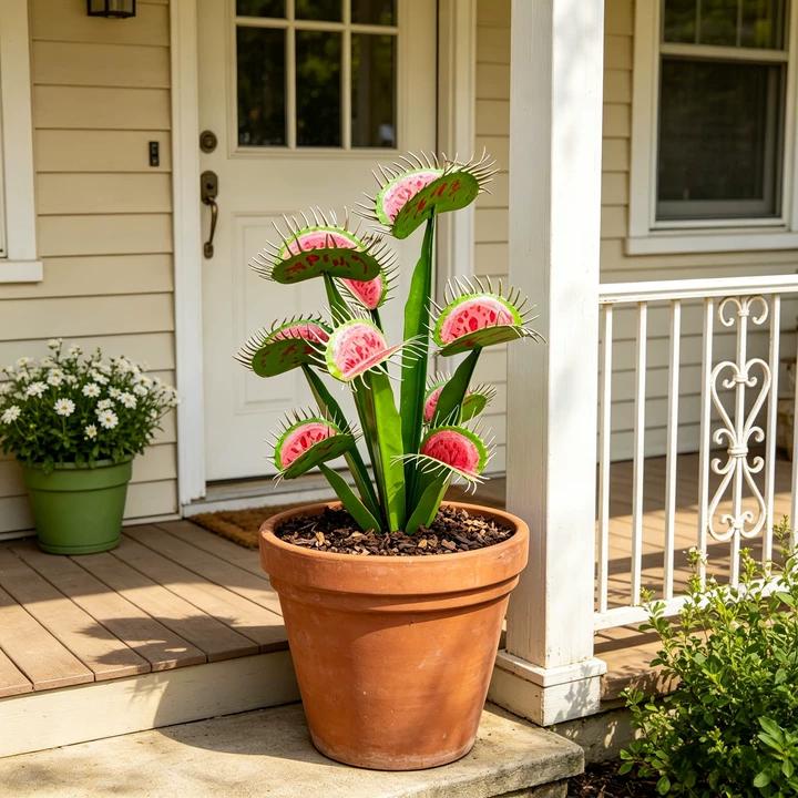 Metal Venus Flytrap Plant Sculpture