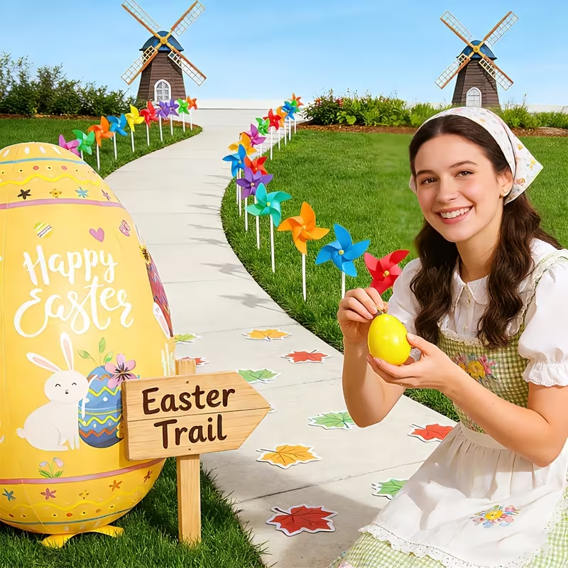 47.2" Giant Happy Easter Inflatable Egg Yard Decoration
