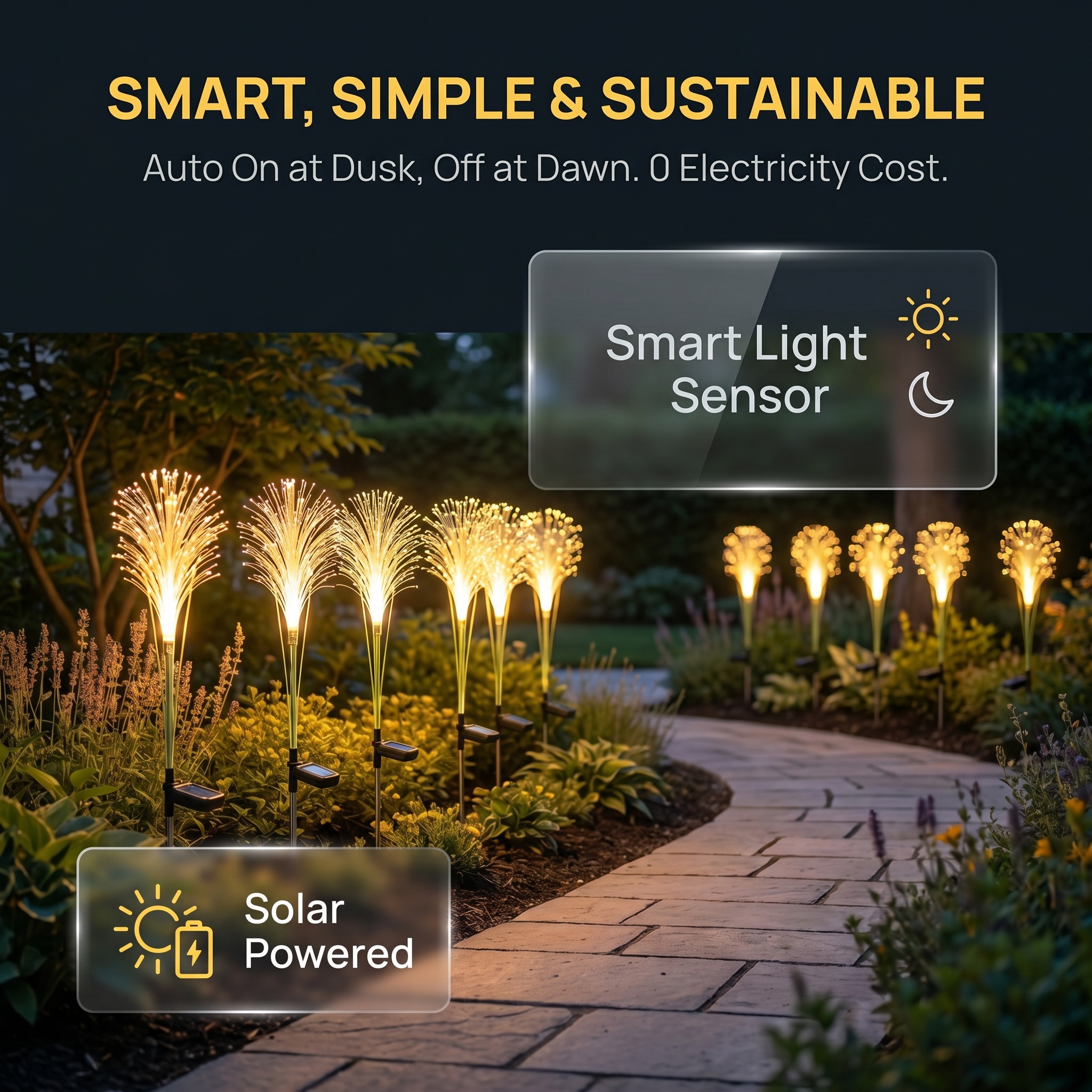 Solar-Powered Simulated Reed Garden Light
