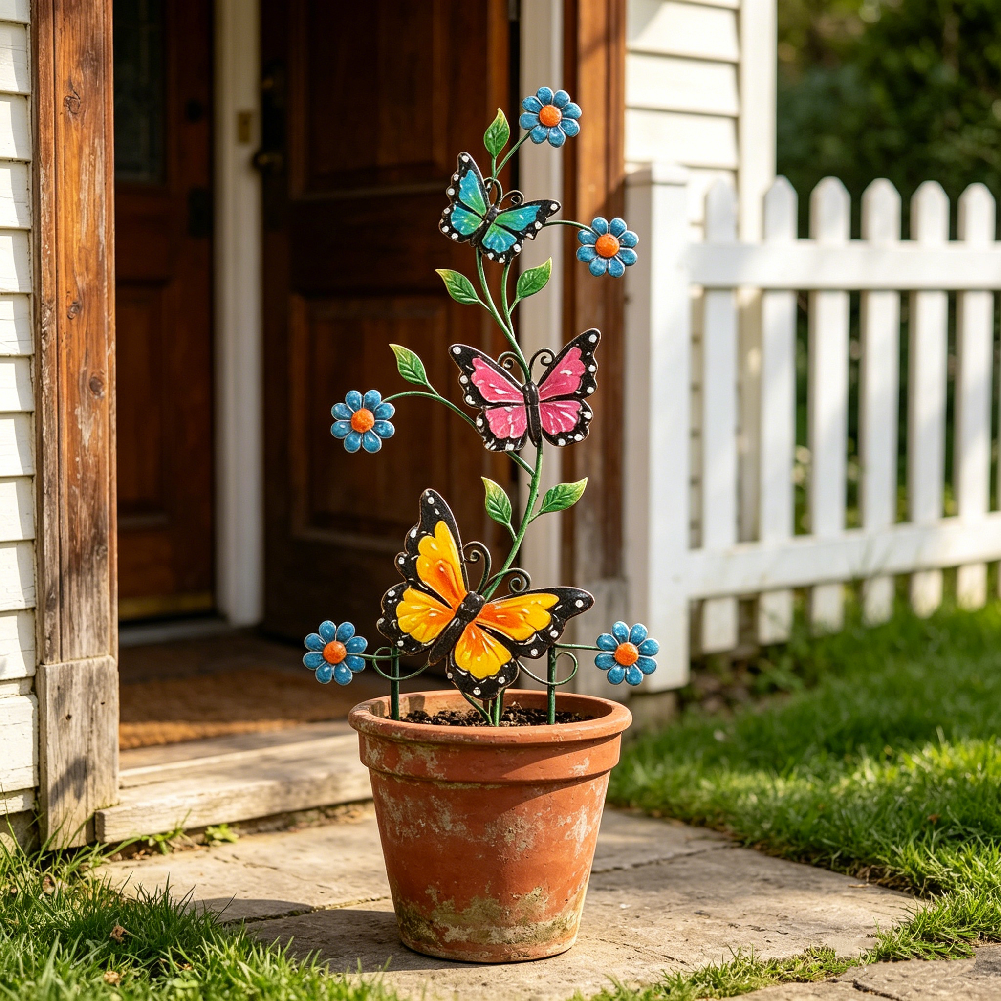 Colorful Butterfly & Ladybug Garden Stakes 