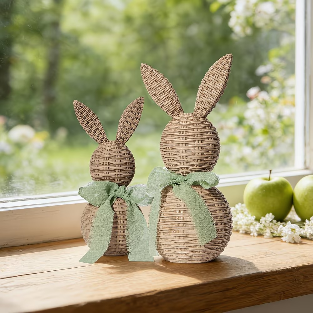 Woven Resin Rabbit Figurine