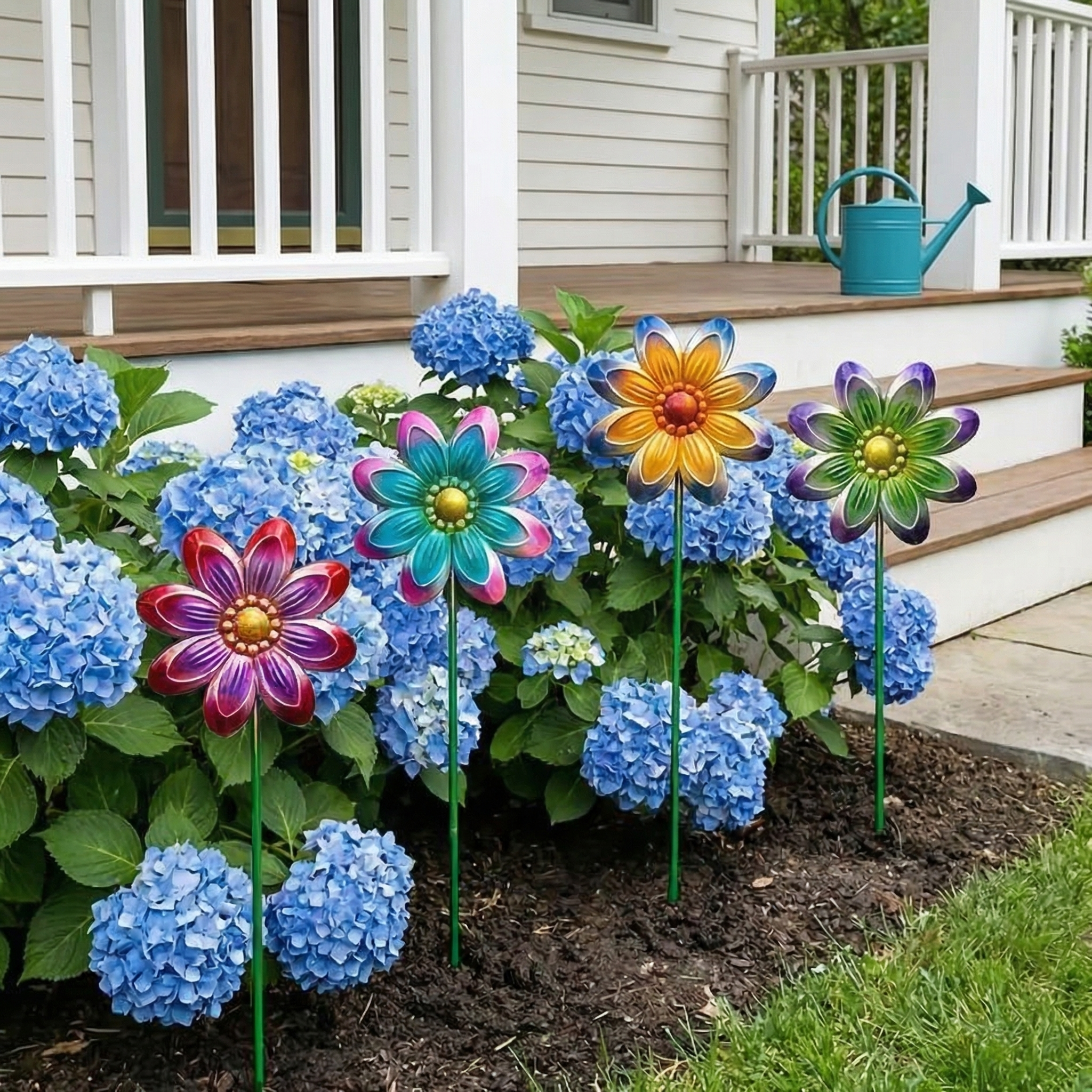 Outdoor Metallic Colorful Flower Floor Insert