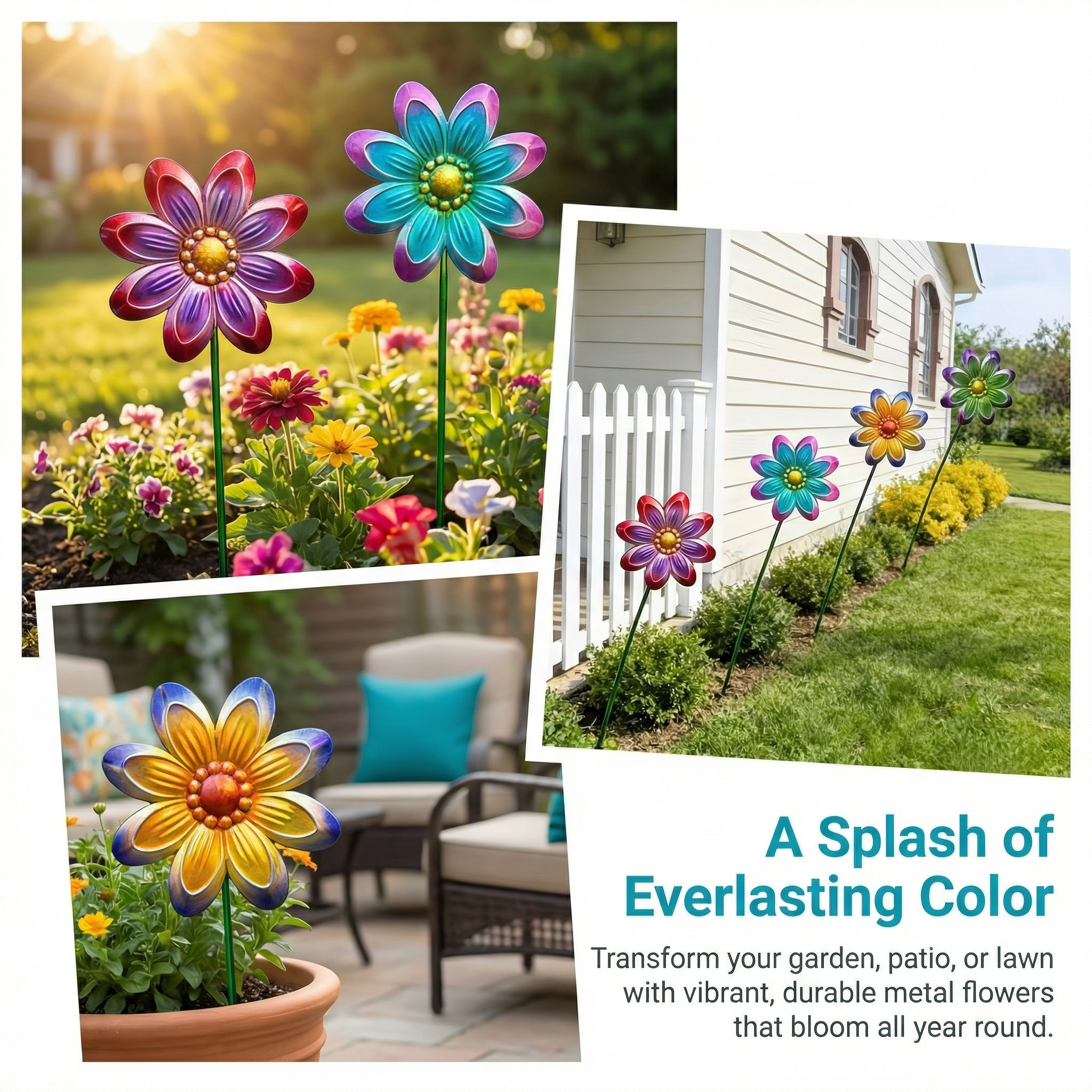 Outdoor Metallic Colorful Flower Floor Insert
