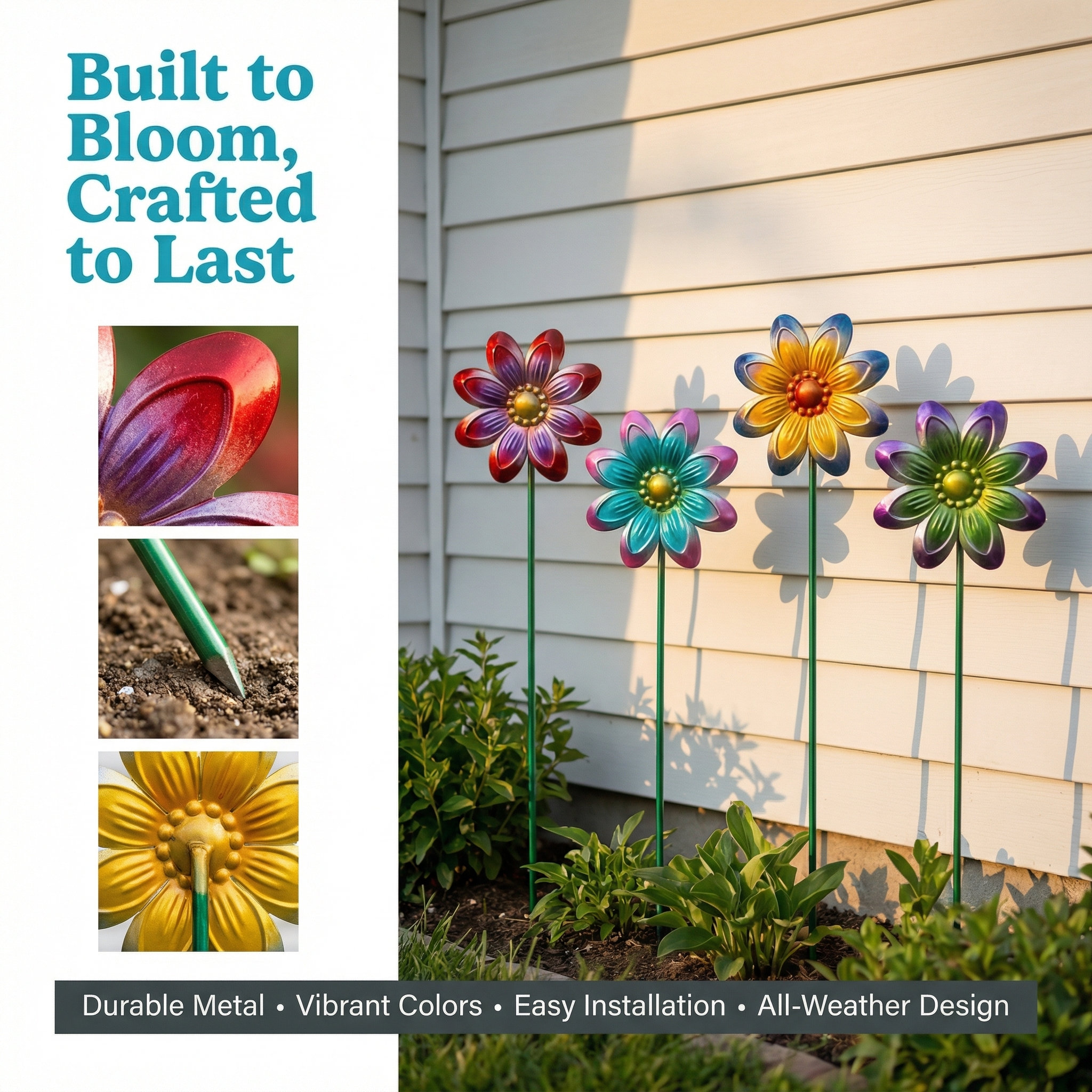 Outdoor Metallic Colorful Flower Floor Insert