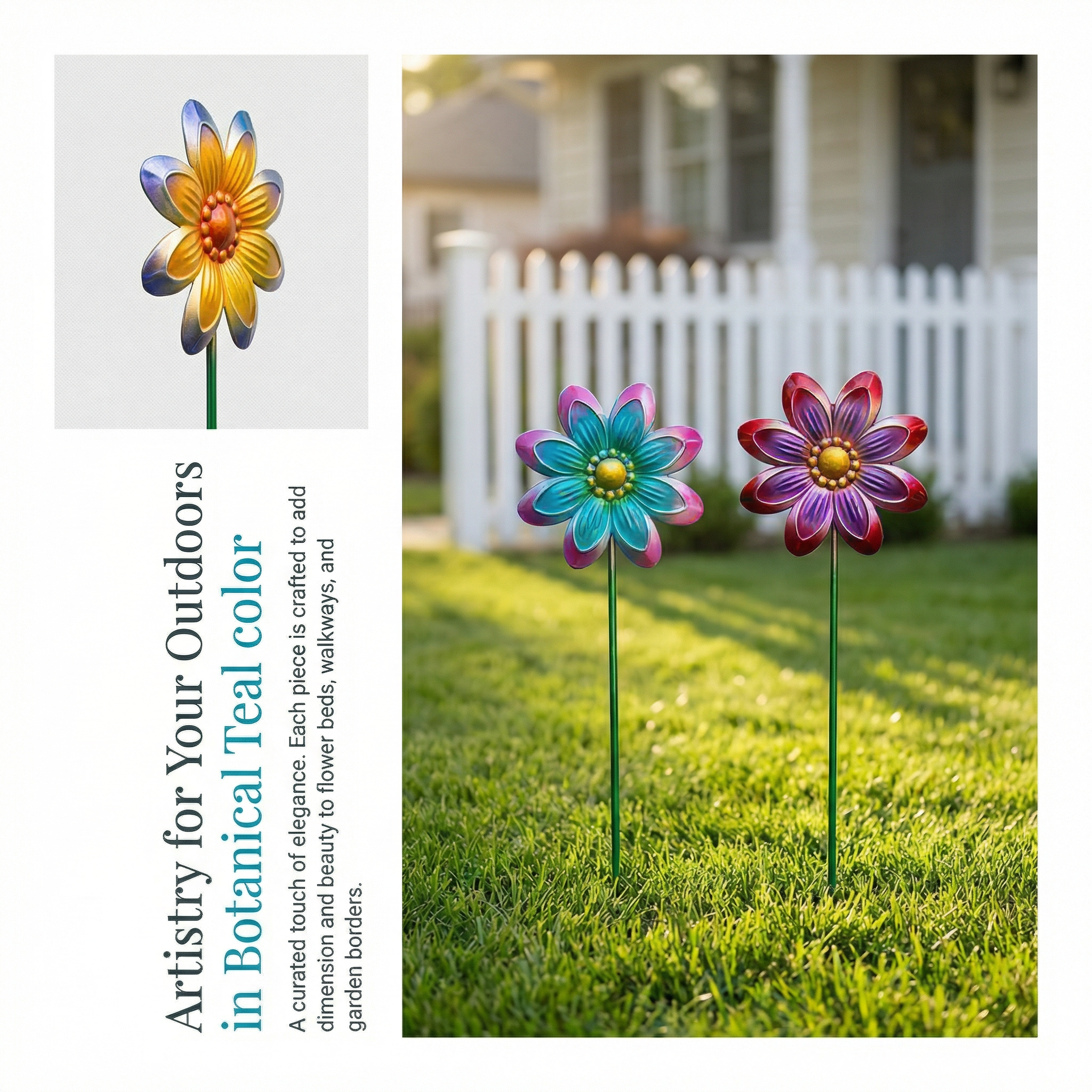 Outdoor Metallic Colorful Flower Floor Insert