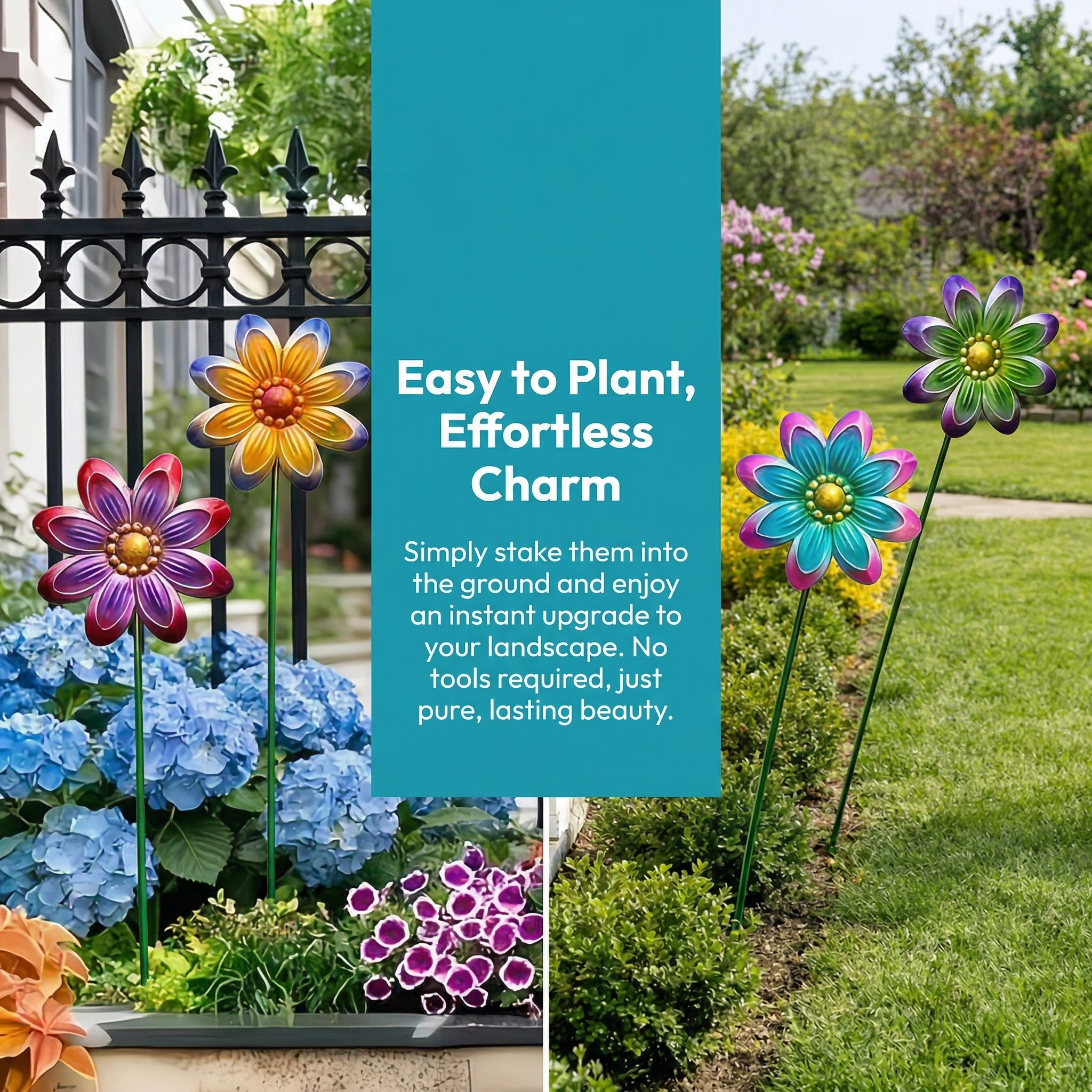 Outdoor Metallic Colorful Flower Floor Insert