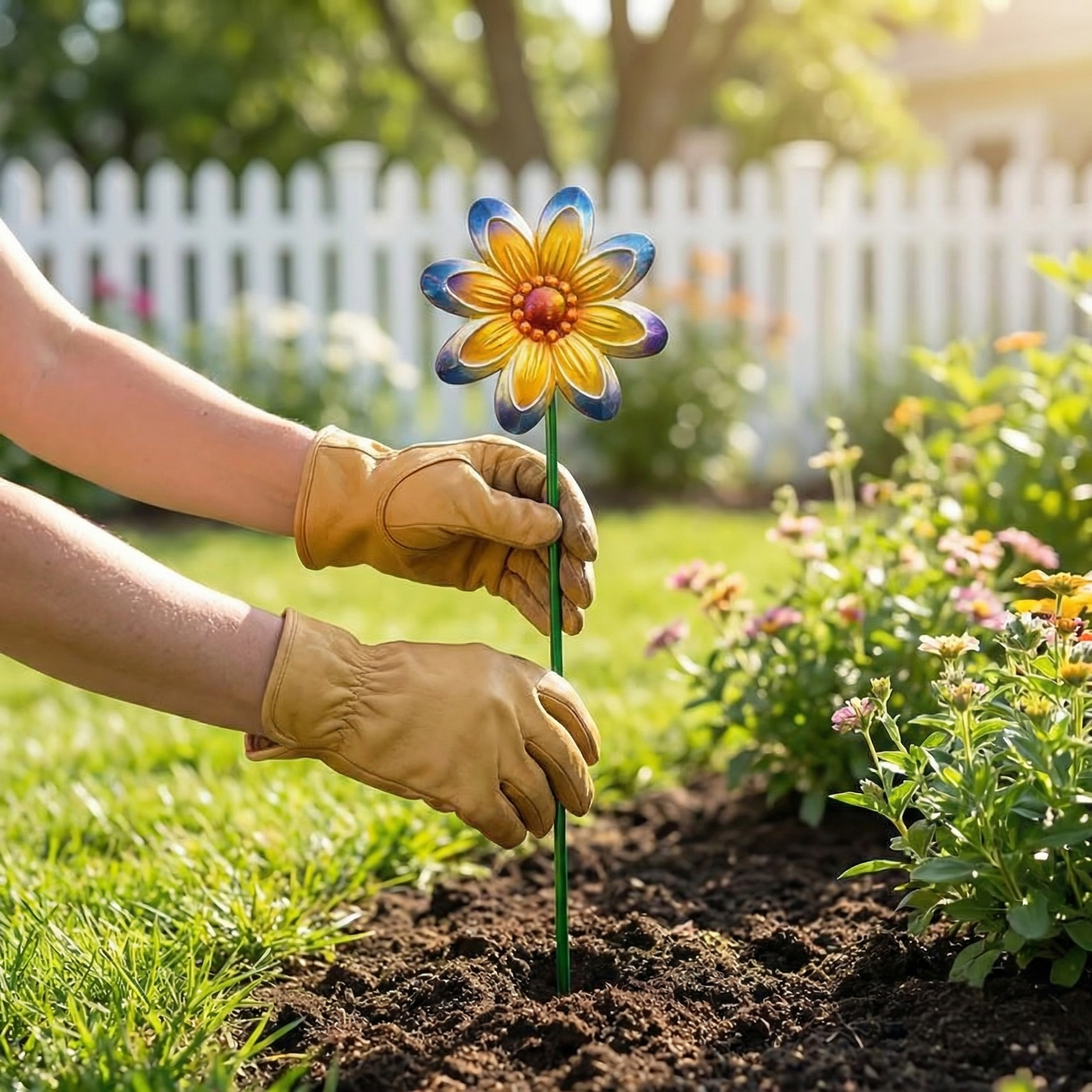Outdoor Metallic Colorful Flower Floor Insert