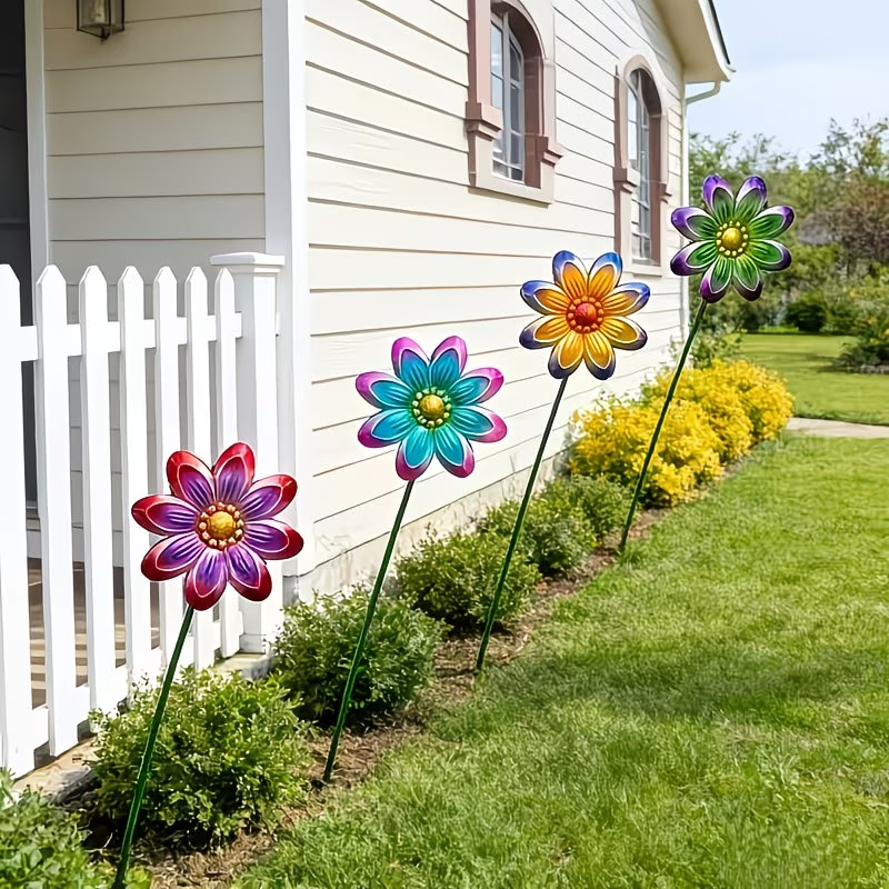Outdoor Metallic Colorful Flower Floor Insert