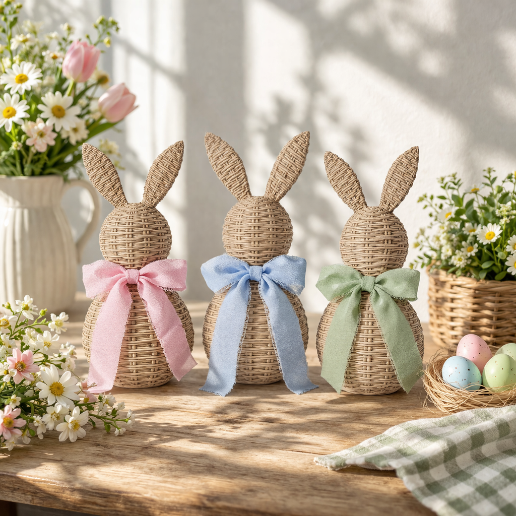 Woven Resin Rabbit Figurine