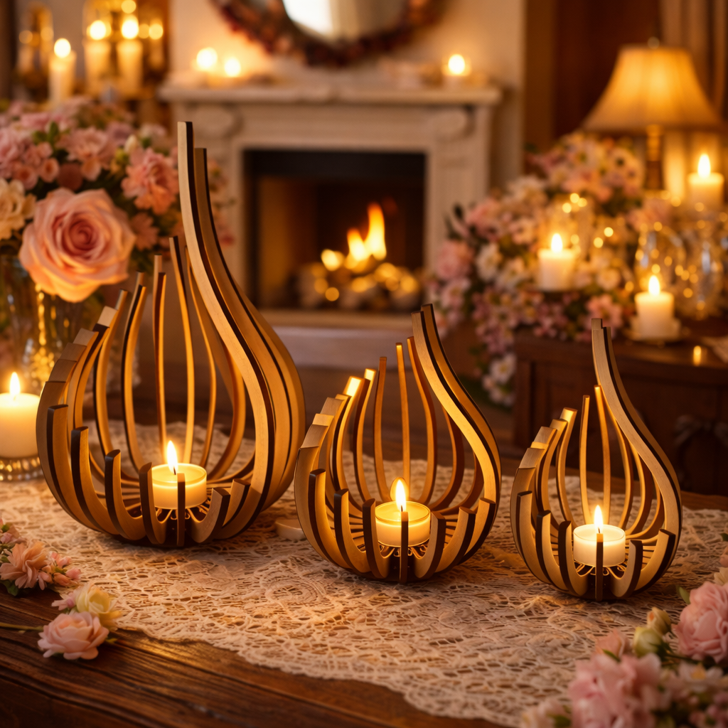 Elegant Wooden Candle Holder