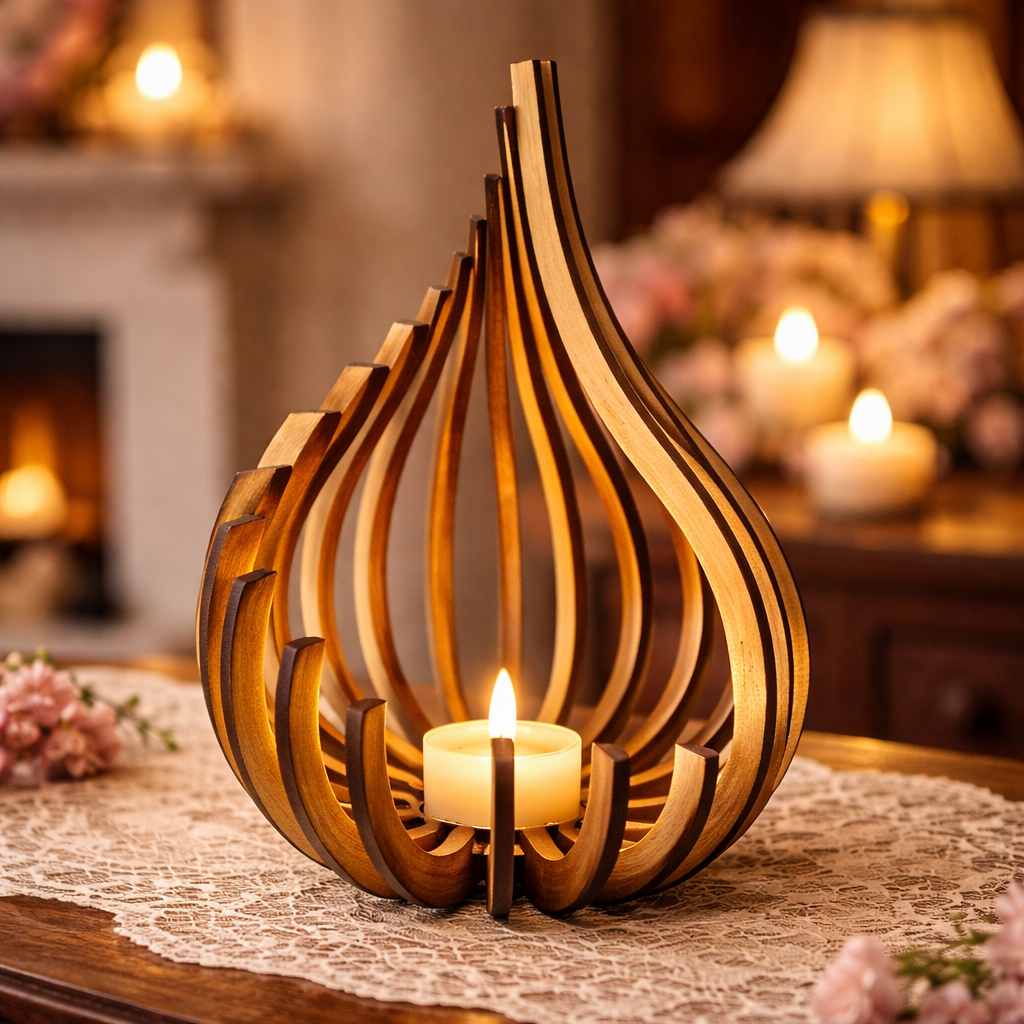 Elegant Wooden Candle Holder
