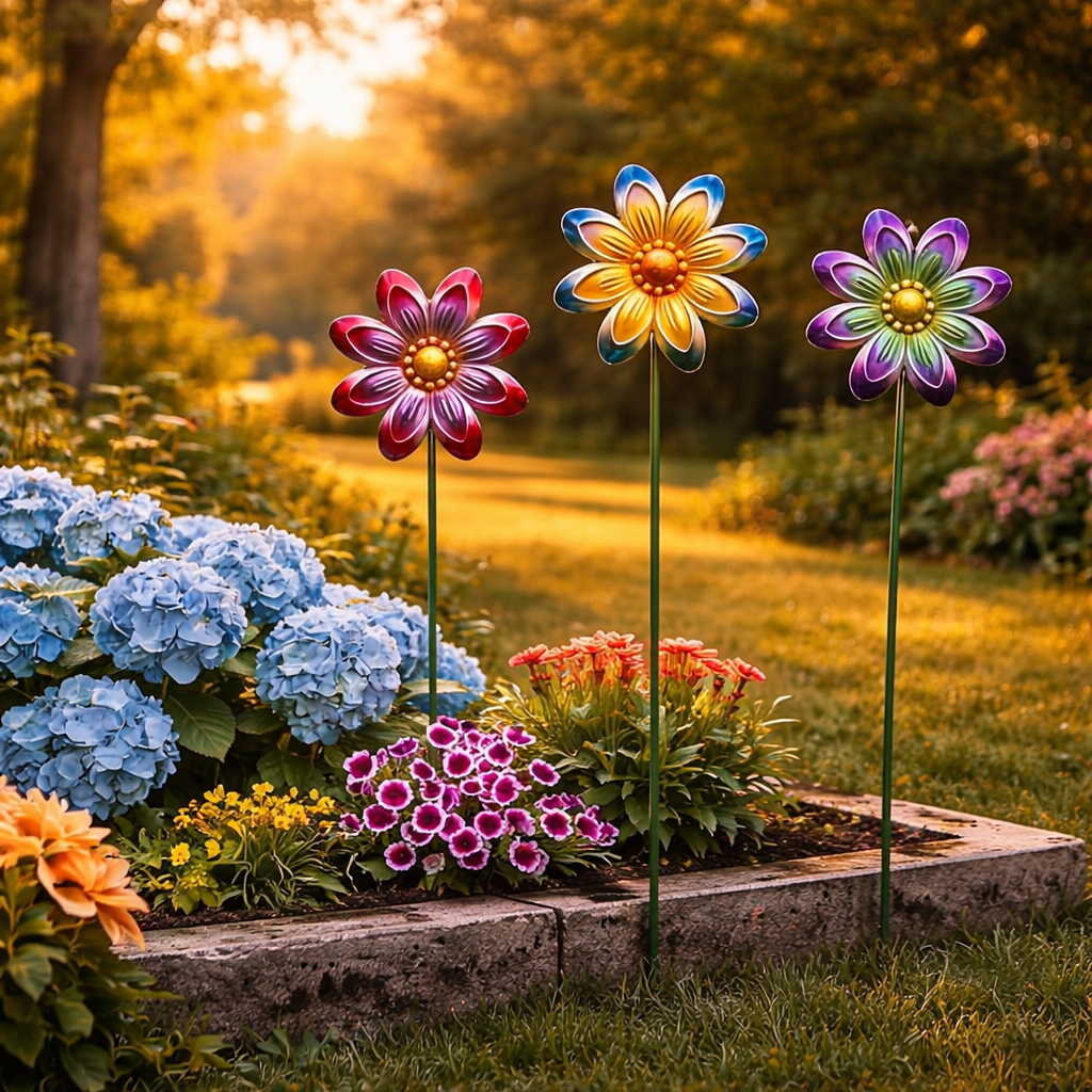 Outdoor Metallic Colorful Flower Floor Insert