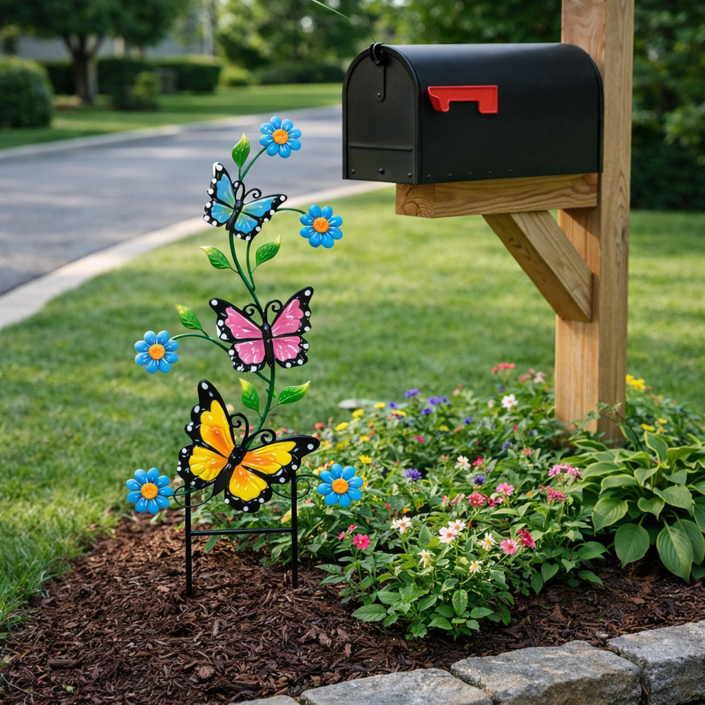 Colorful Butterfly & Ladybug Garden Stakes 