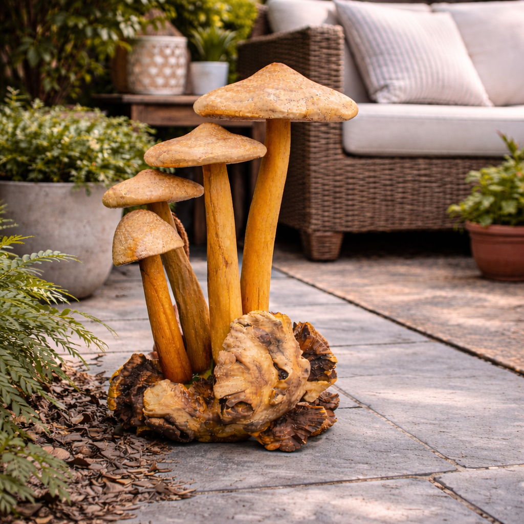 Handmade Wooden Waterproof Mushroom Sculpture