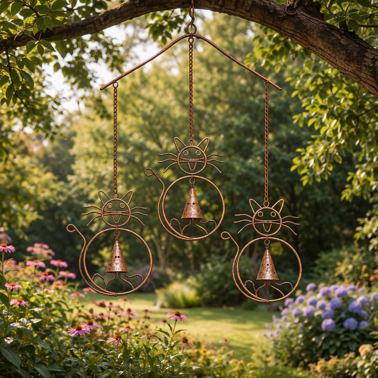 Cats With Bells Wind Chime 