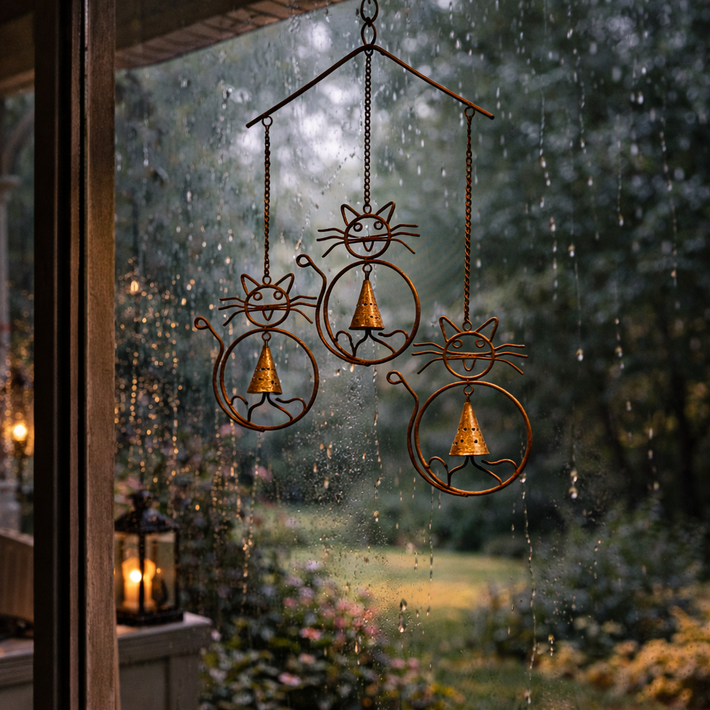 Cats With Bells Wind Chime 