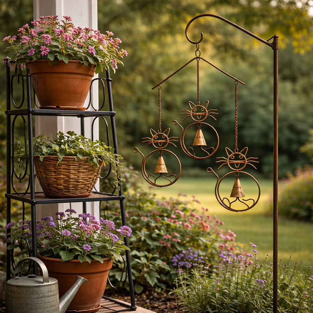 Cats With Bells Wind Chime 