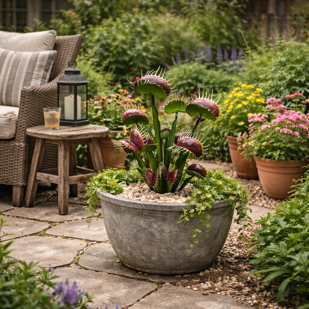 Metal Venus Flytrap Plant Sculpture