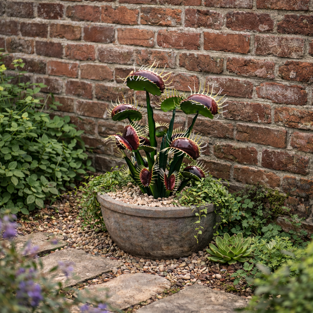 Metal Venus Flytrap Plant Sculpture
