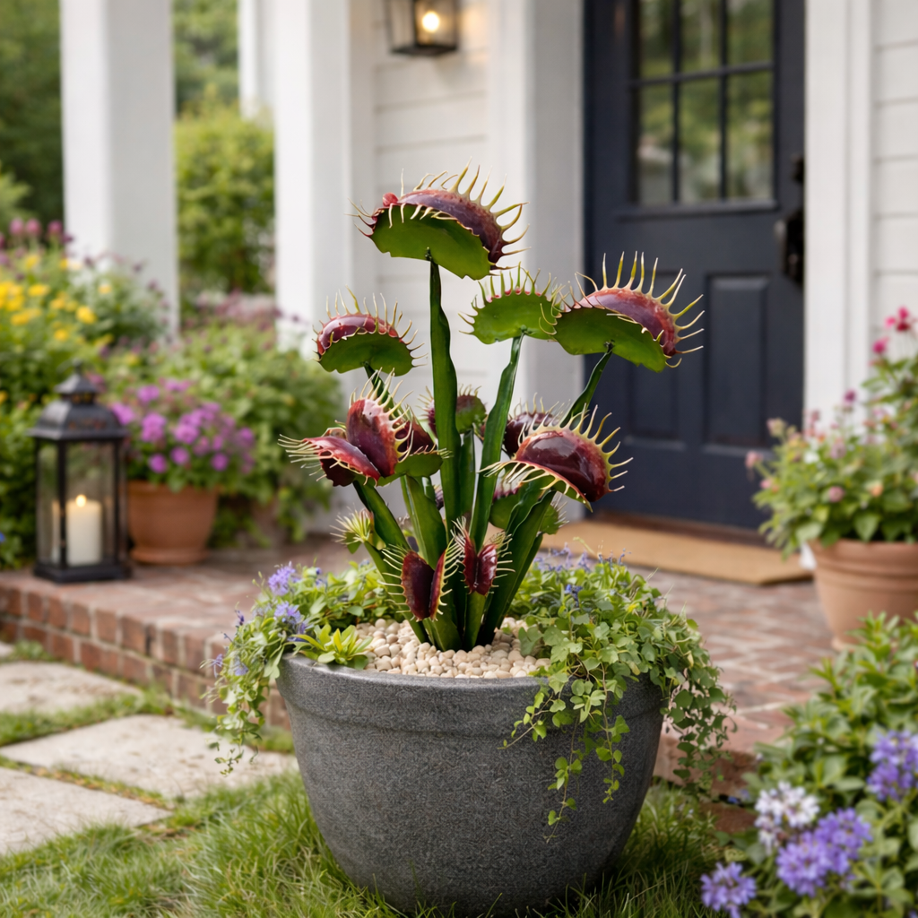 Metal Venus Flytrap Plant Sculpture