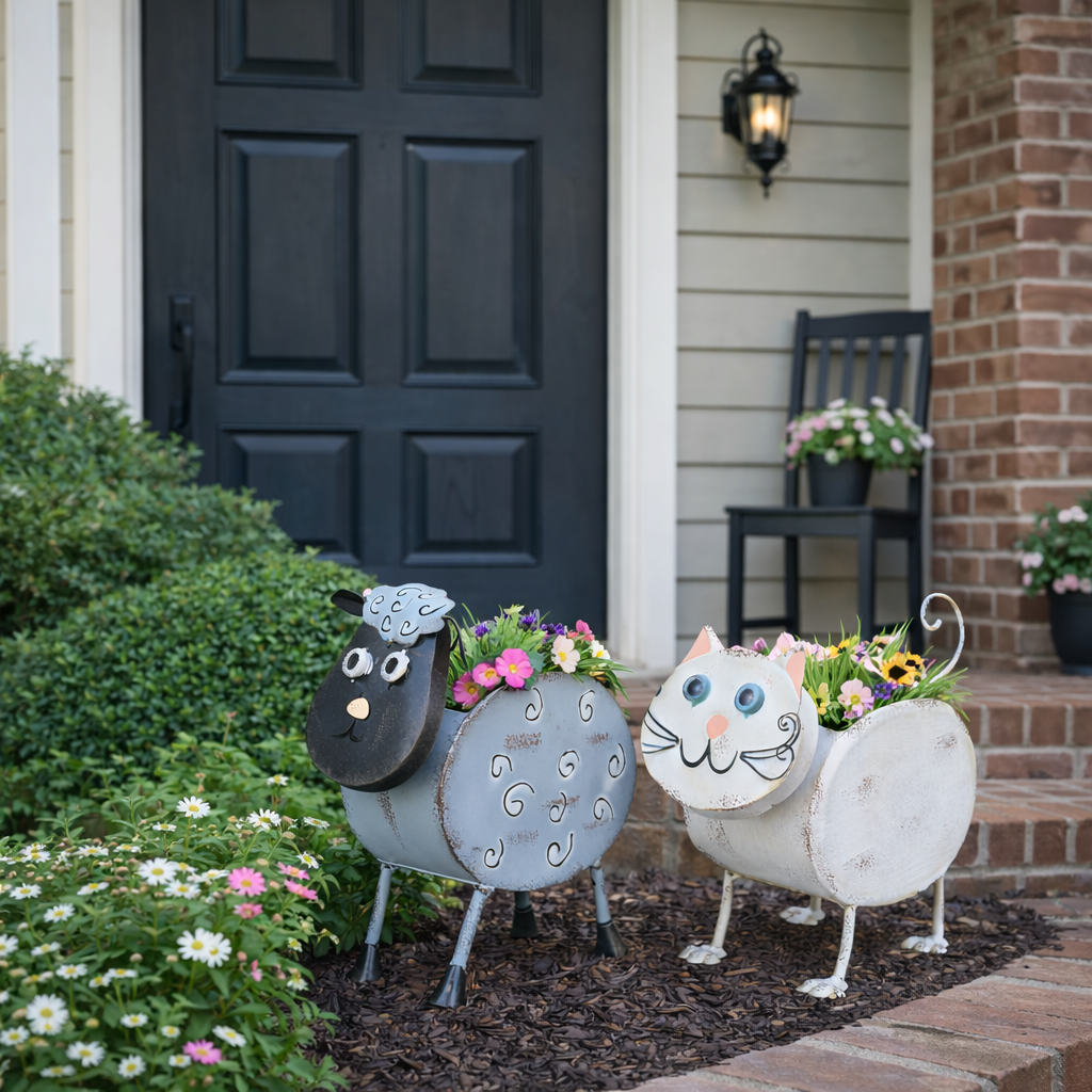 Metal Farm Animal Flower Pots