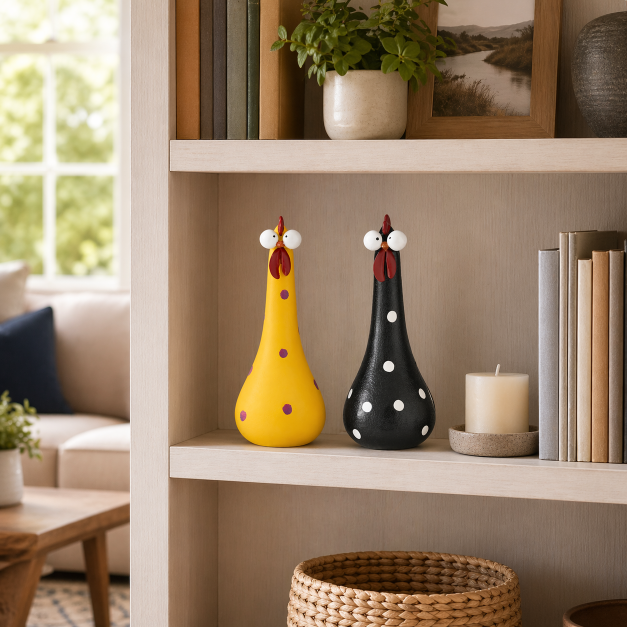 Handcrafted Resin Big-Eyed Chicken Sculpture
