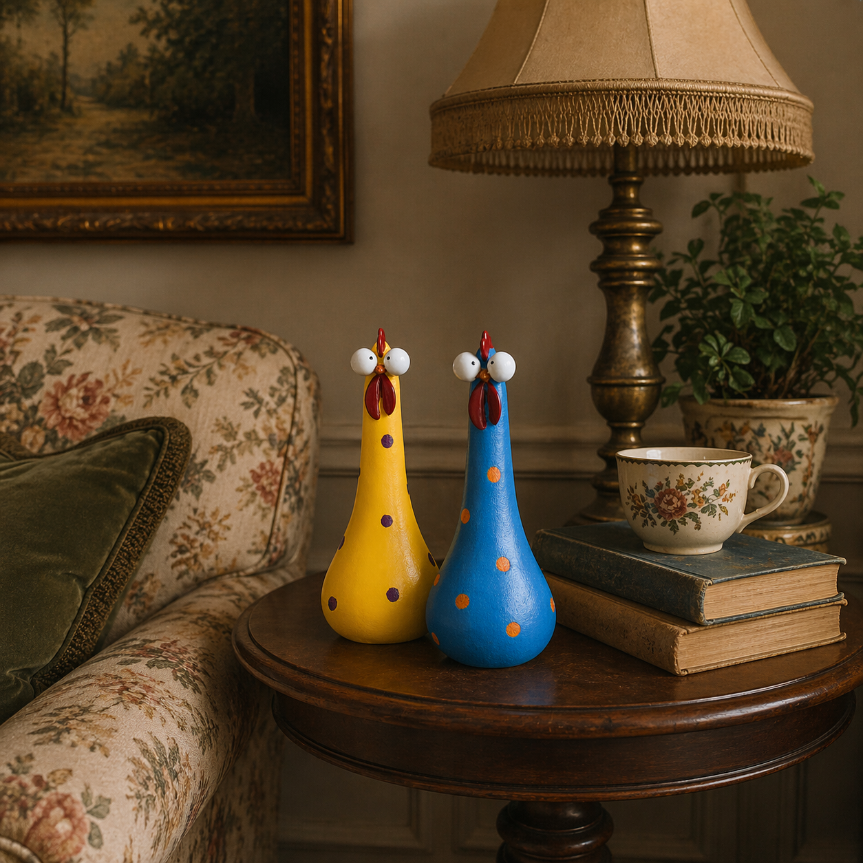 Handcrafted Resin Big-Eyed Chicken Sculpture