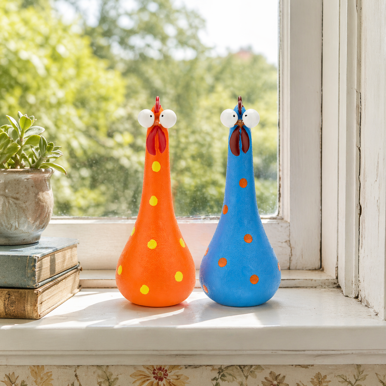 Handcrafted Resin Big-Eyed Chicken Sculpture