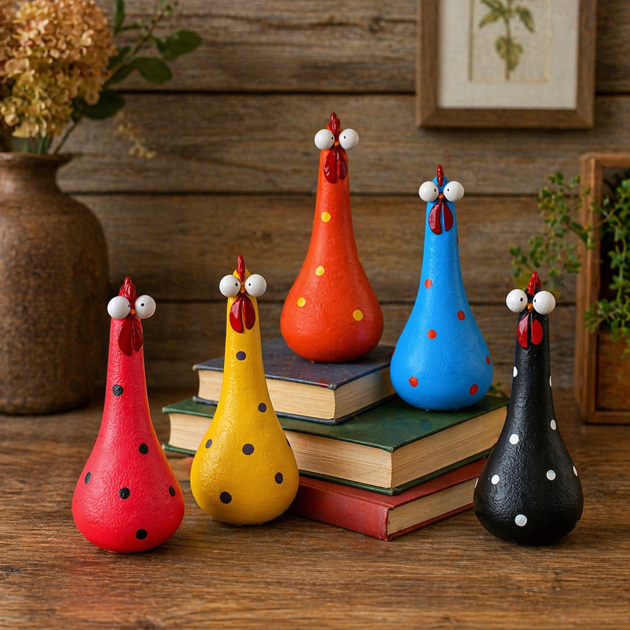 Handcrafted Resin Big-Eyed Chicken Sculpture