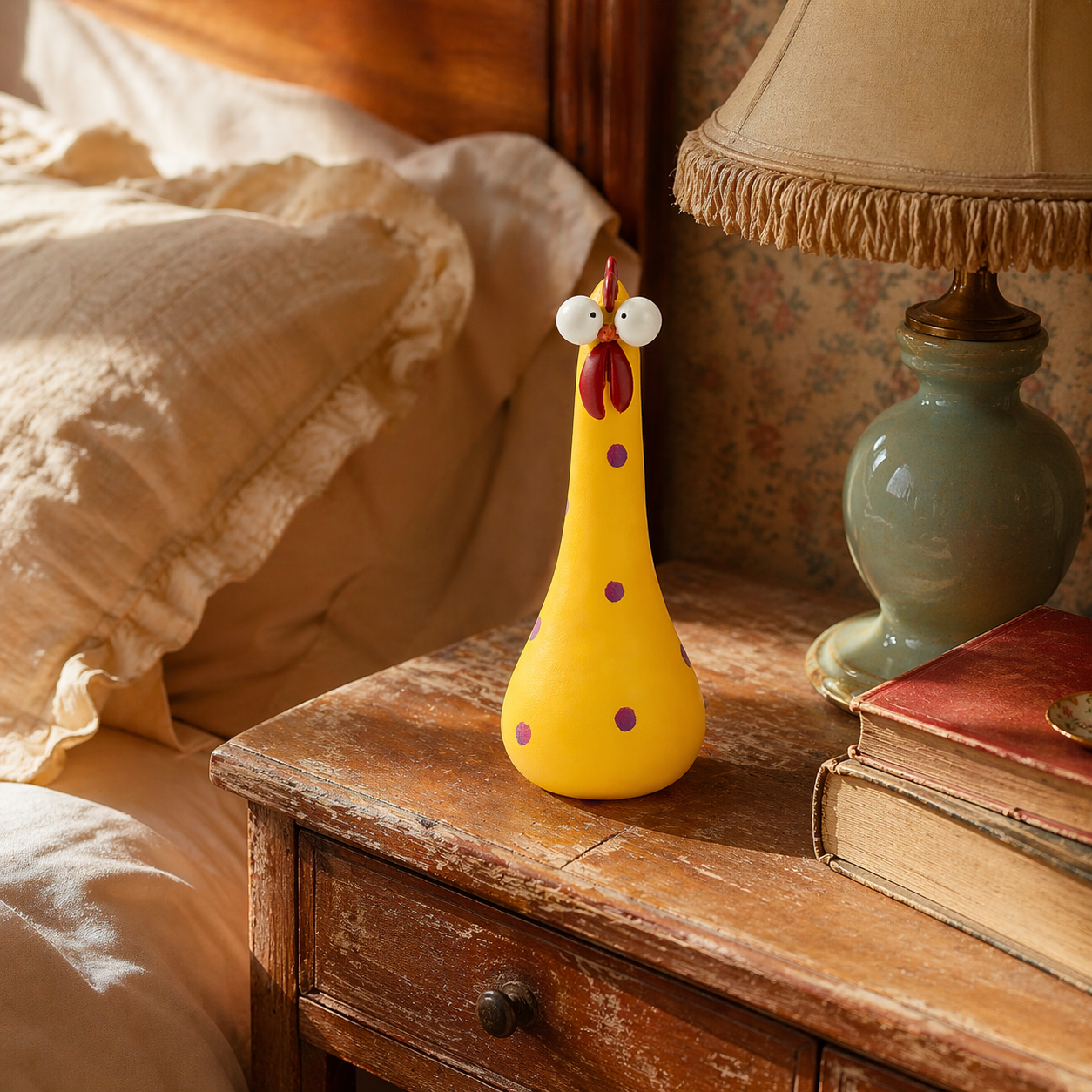 Handcrafted Resin Big-Eyed Chicken Sculpture