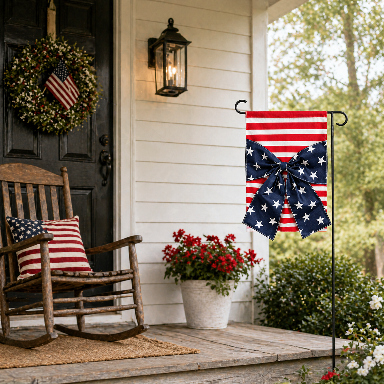 Double-Sided Linen Bow Tie Patio Flag