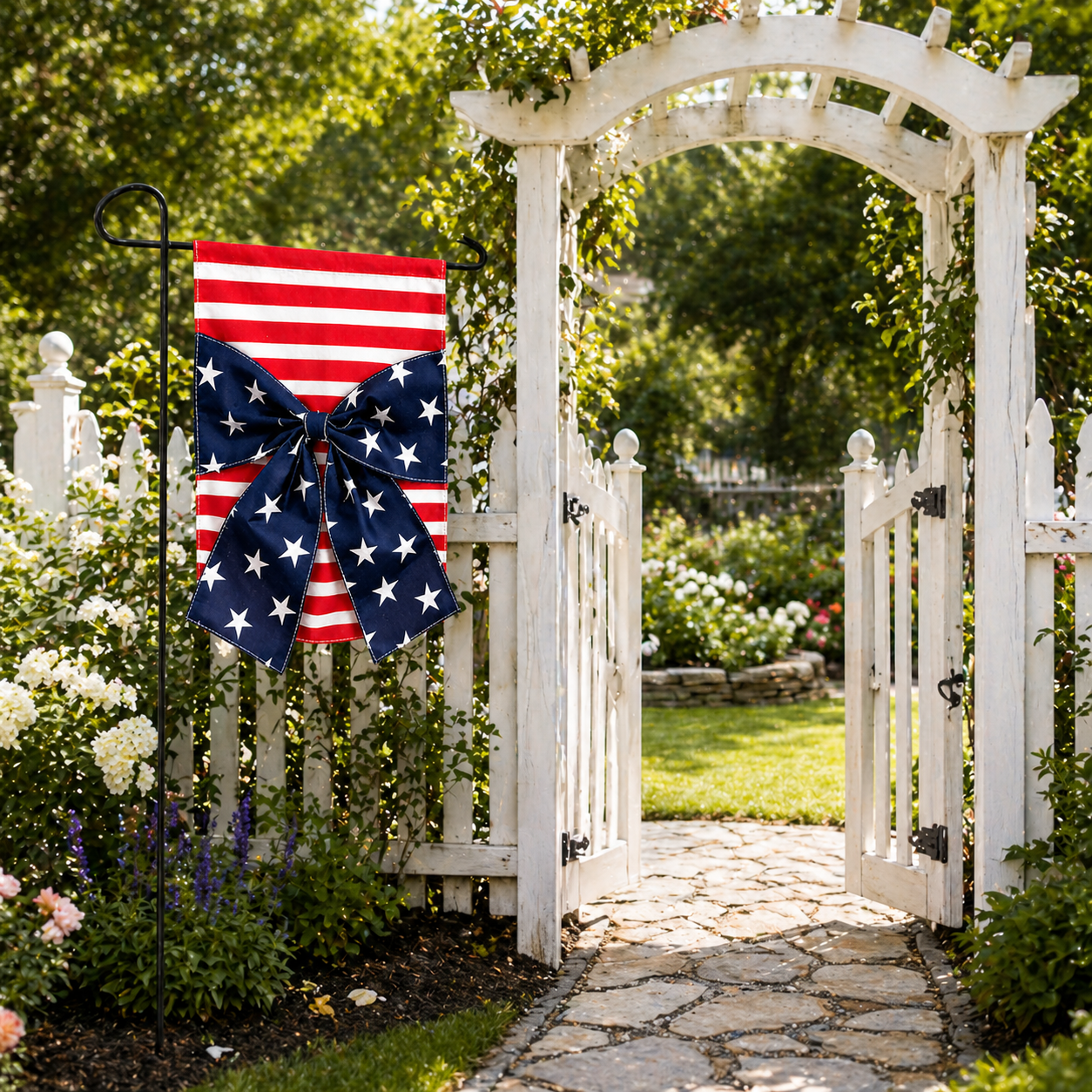 Double-Sided Linen Bow Tie Patio Flag
