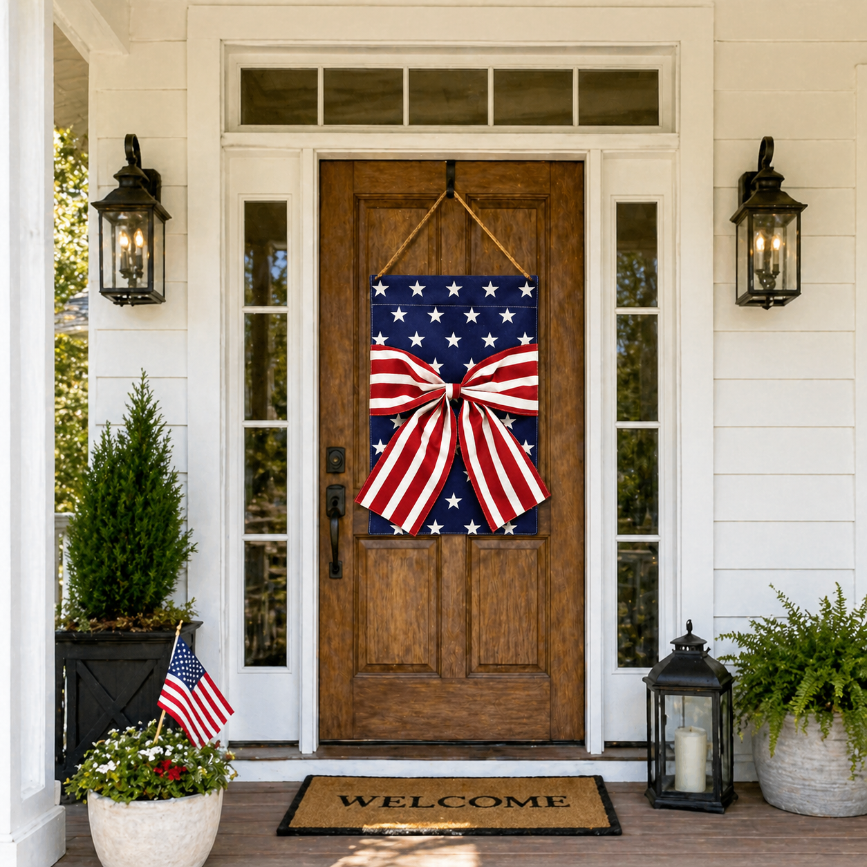 Double-Sided Linen Bow Tie Patio Flag