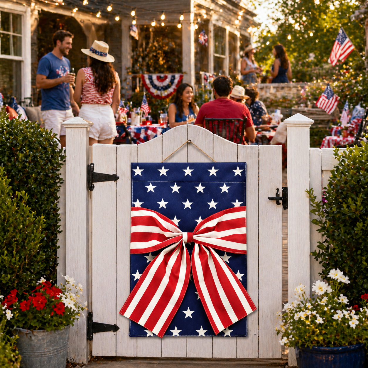 Double-Sided Linen Bow Tie Patio Flag