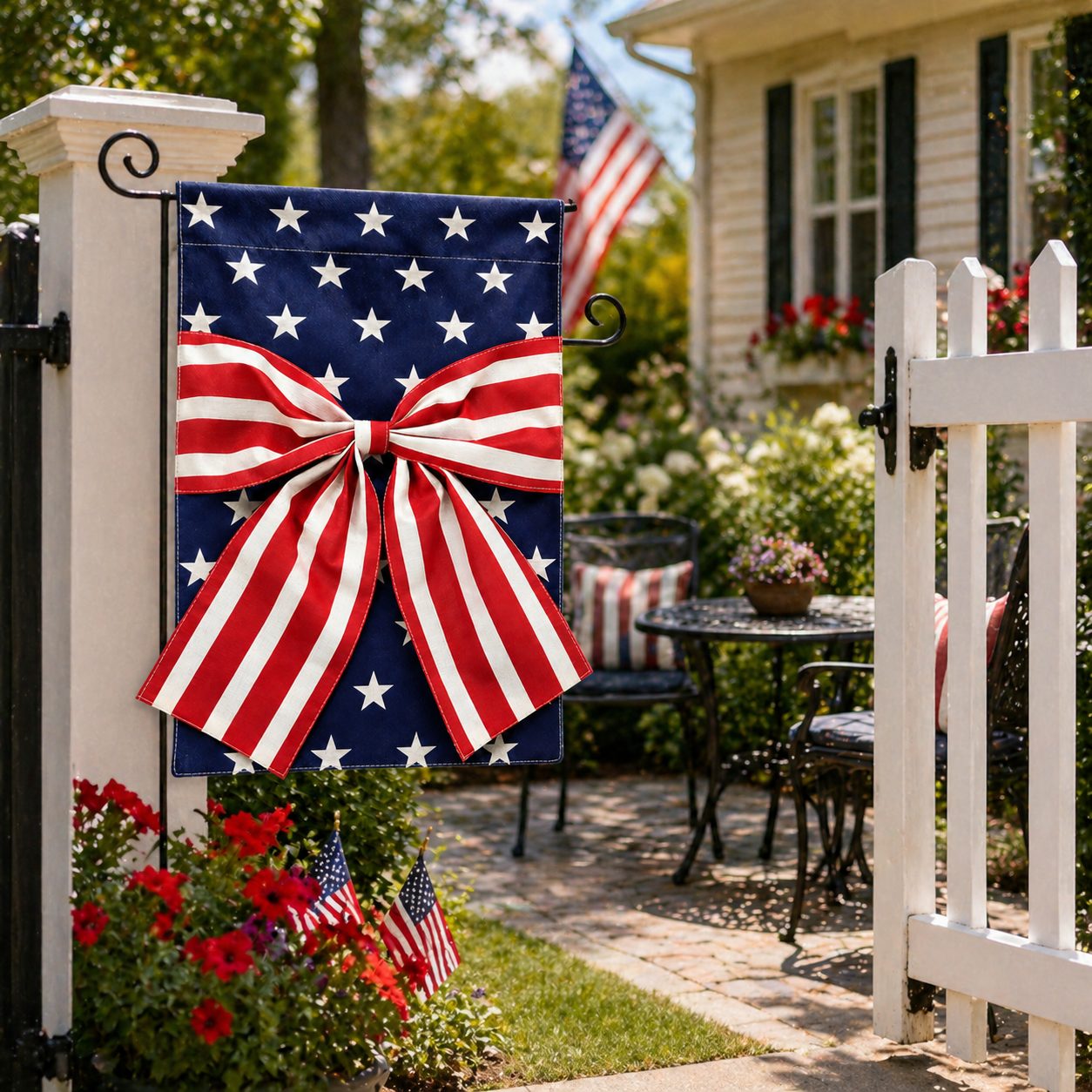 Double-Sided Linen Bow Tie Patio Flag