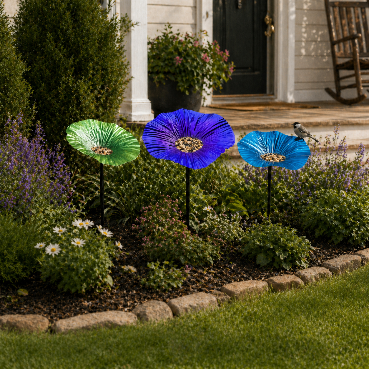 Metal Morning Glory Bird Feeder