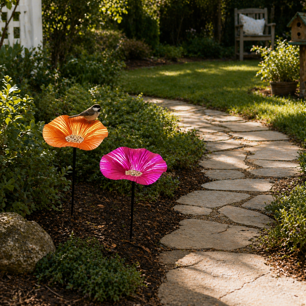 Metal Morning Glory Bird Feeder