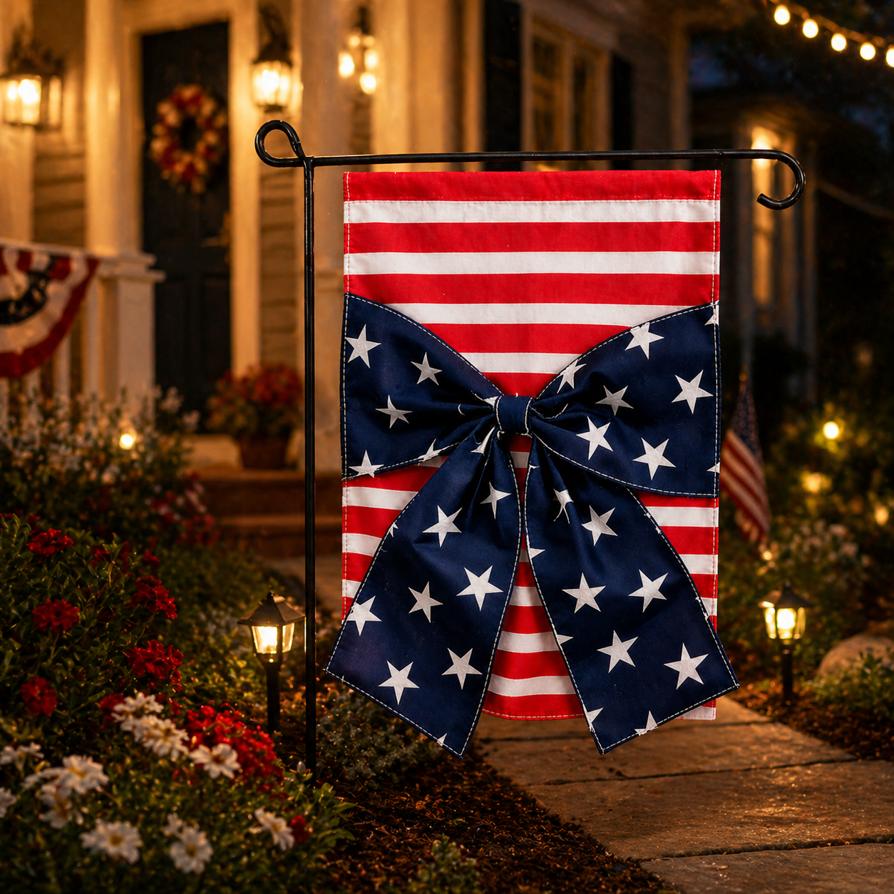 Double-Sided Linen Bow Tie Patio Flag