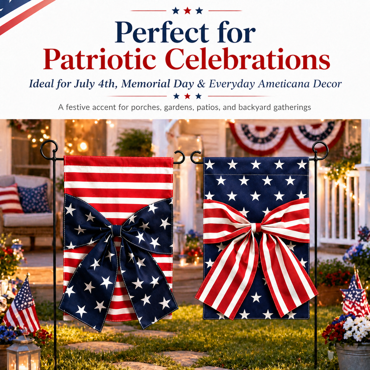 Double-Sided Linen Bow Tie Patio Flag