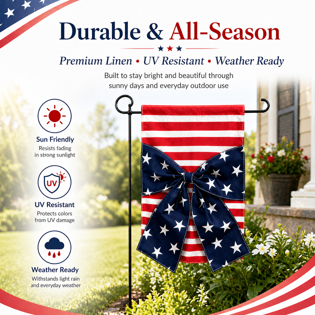 Double-Sided Linen Bow Tie Patio Flag