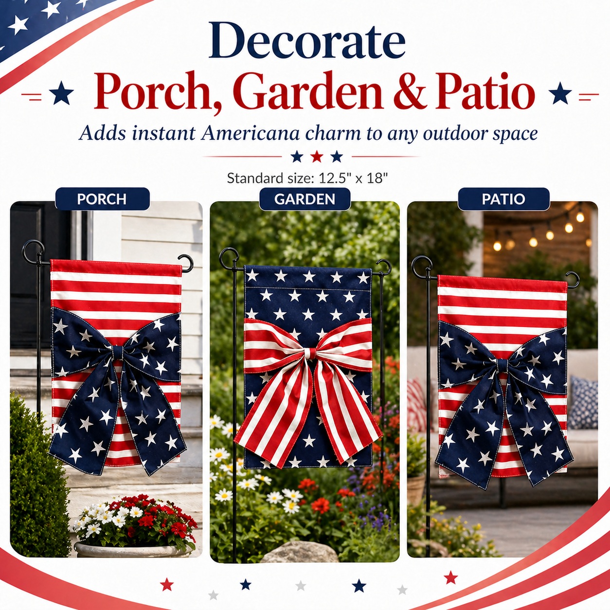 Double-Sided Linen Bow Tie Patio Flag