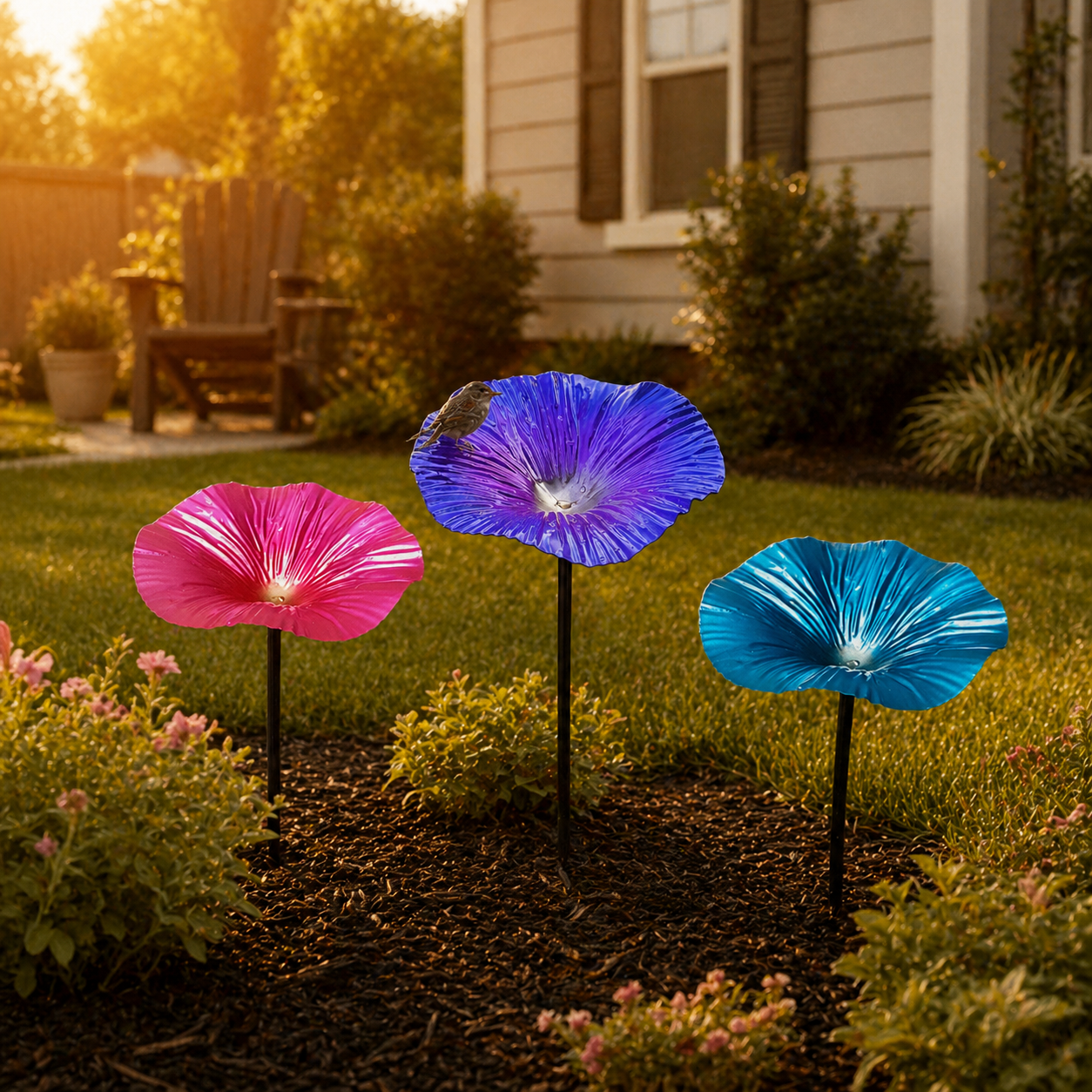 Metal Morning Glory Bird Feeder