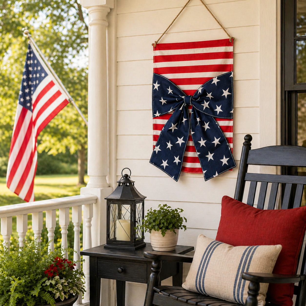 Double-Sided Linen Bow Tie Patio Flag