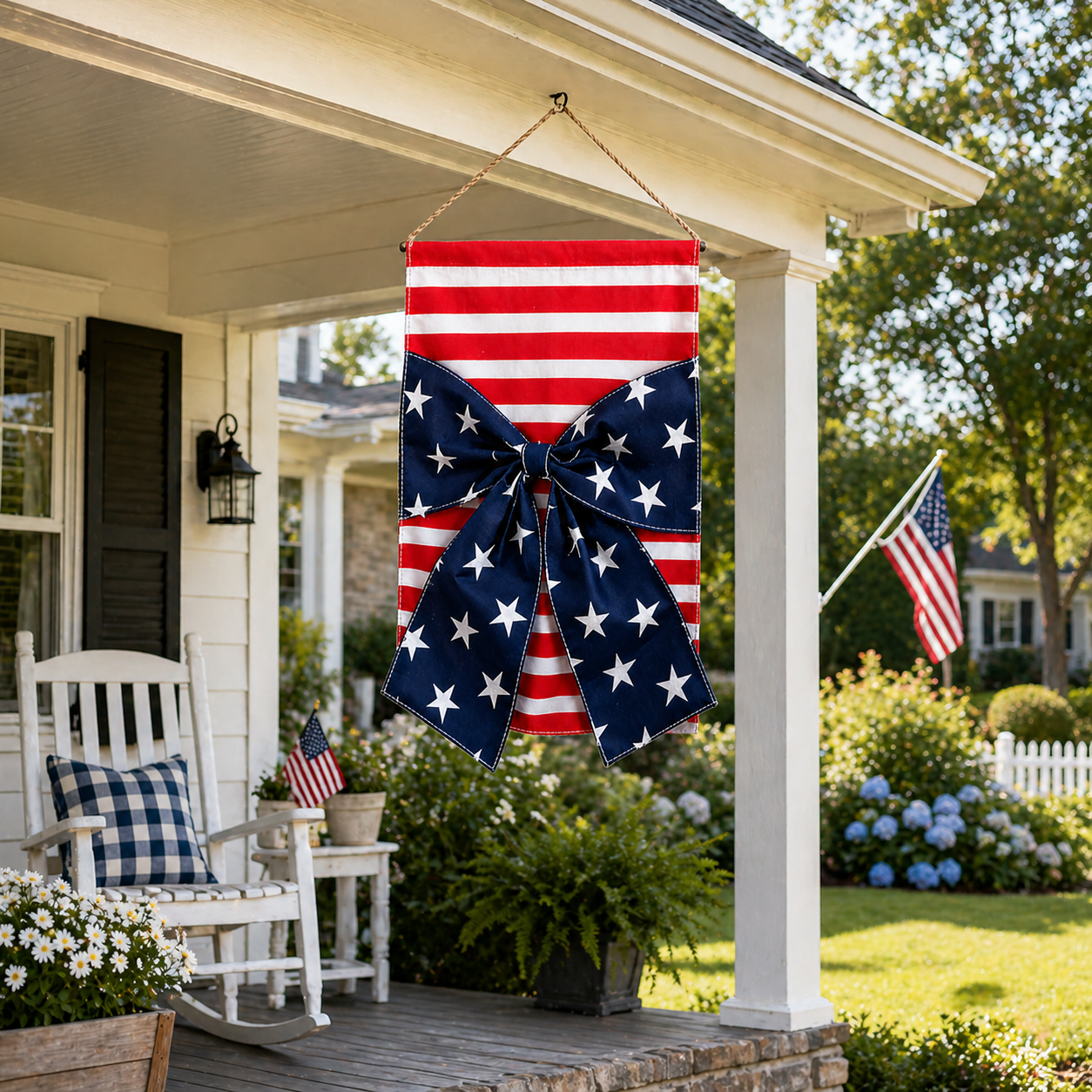 Double-Sided Linen Bow Tie Patio Flag