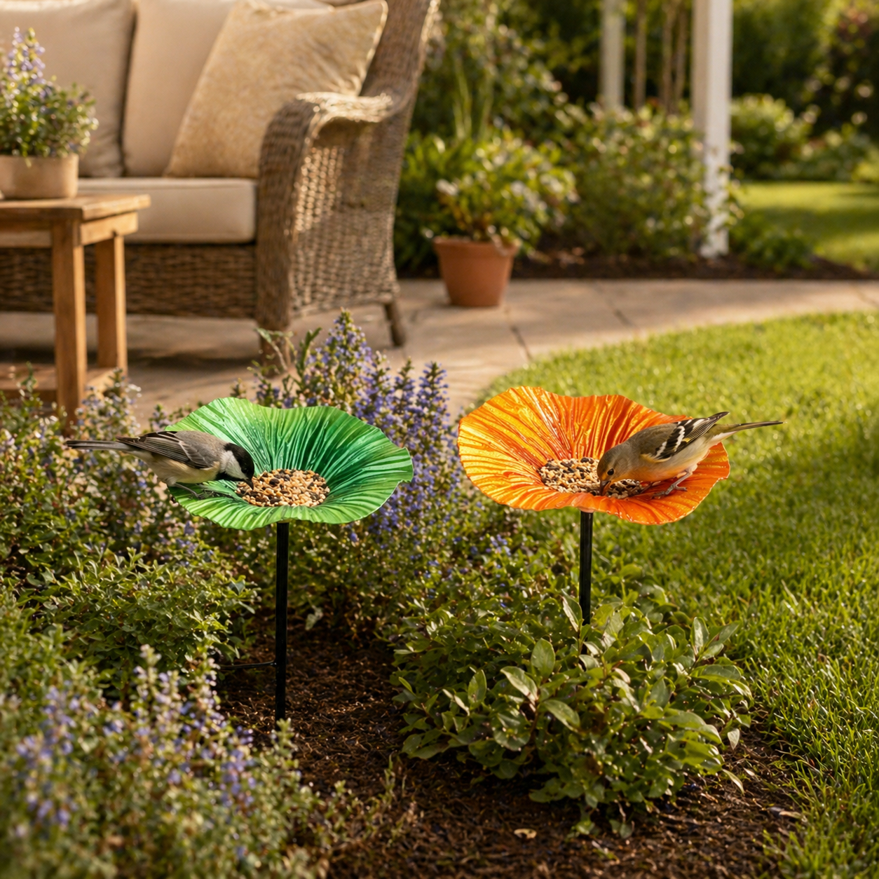 Metal Morning Glory Bird Feeder