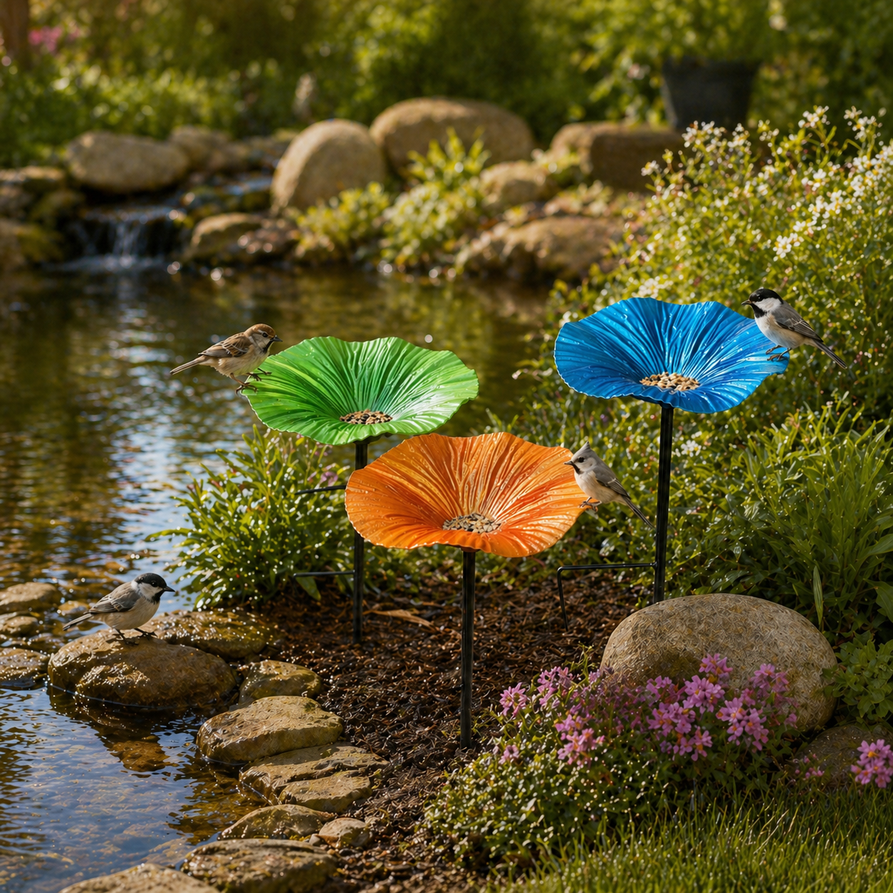 Metal Morning Glory Bird Feeder