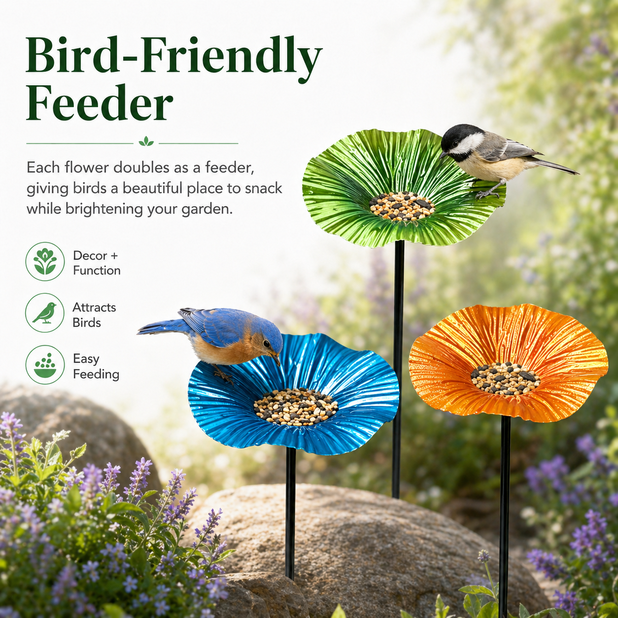 Metal Morning Glory Bird Feeder