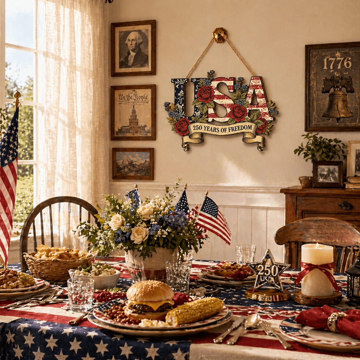 USA 250th Anniversary Commemorative Wooden Wall Plaque