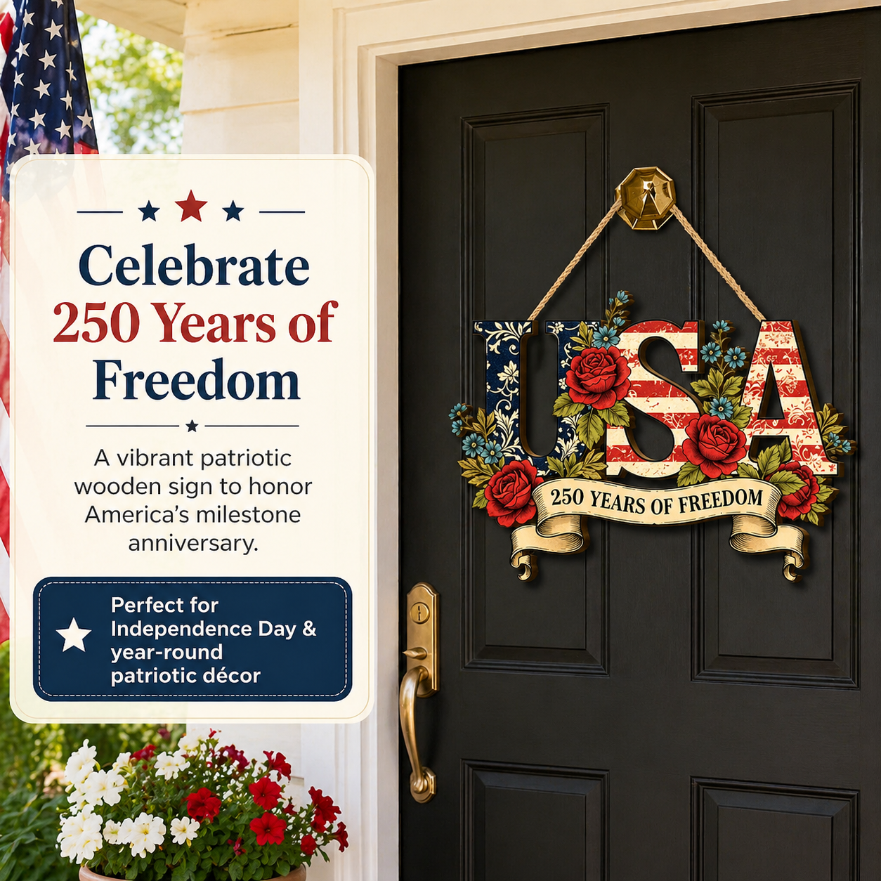 USA 250th Anniversary Commemorative Wooden Wall Plaque