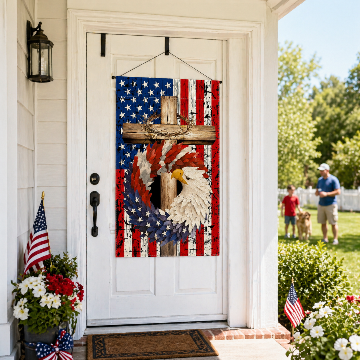 Glowing Patriotic American Eagle Garden Flag